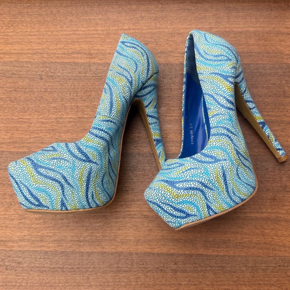 Women's Heels 5 Inch Size 5 1/2 Spiked Block Heels / stilettos